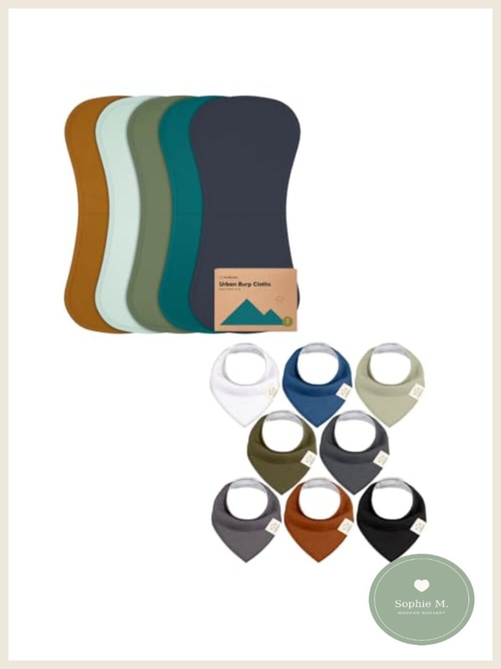5-Pack Burp Cloths 8-Pack Bandana Bibs Set, Ultra Absorbent